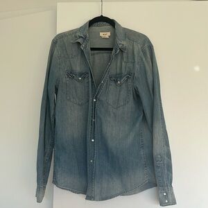 Blue denim button-down M